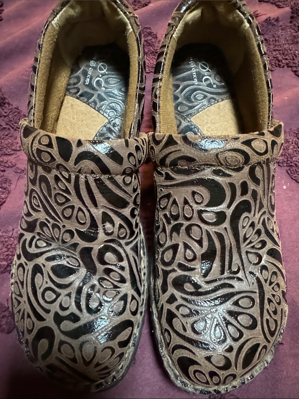 b.o.c. Black Slip-On Clogs with Taupe Upper Accents